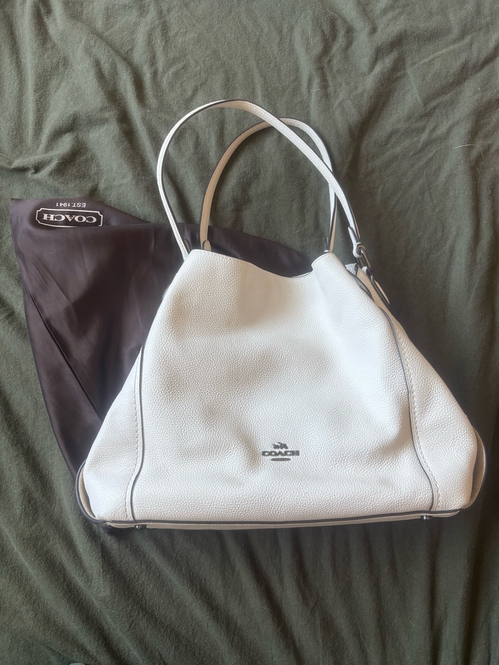Coach | Cream Edie 31 Pebbled Leather Bag with Star Rivets